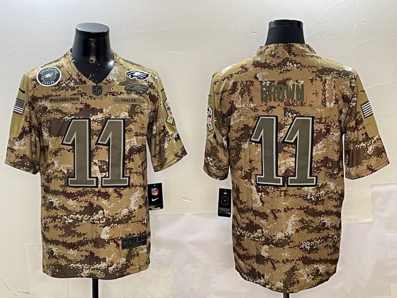 Men Philadelphia Eagles #11 Brown Camo 2025 Nike Salute to Service Limited NFL Jersey style 2125